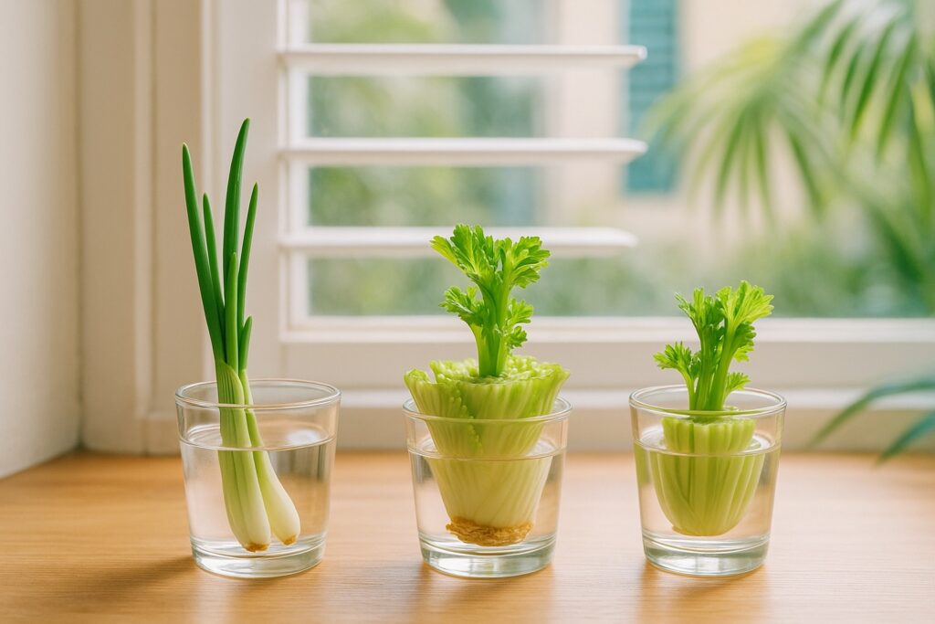 Faire repousser les légumes de cuisine dans un verre d'eau — astuce écologique